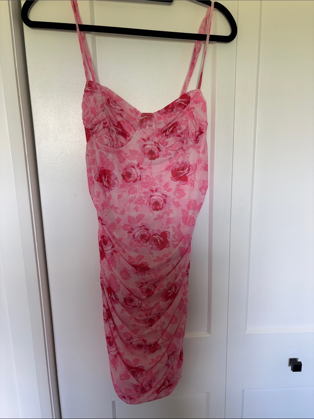cute pink and red floral mini dress